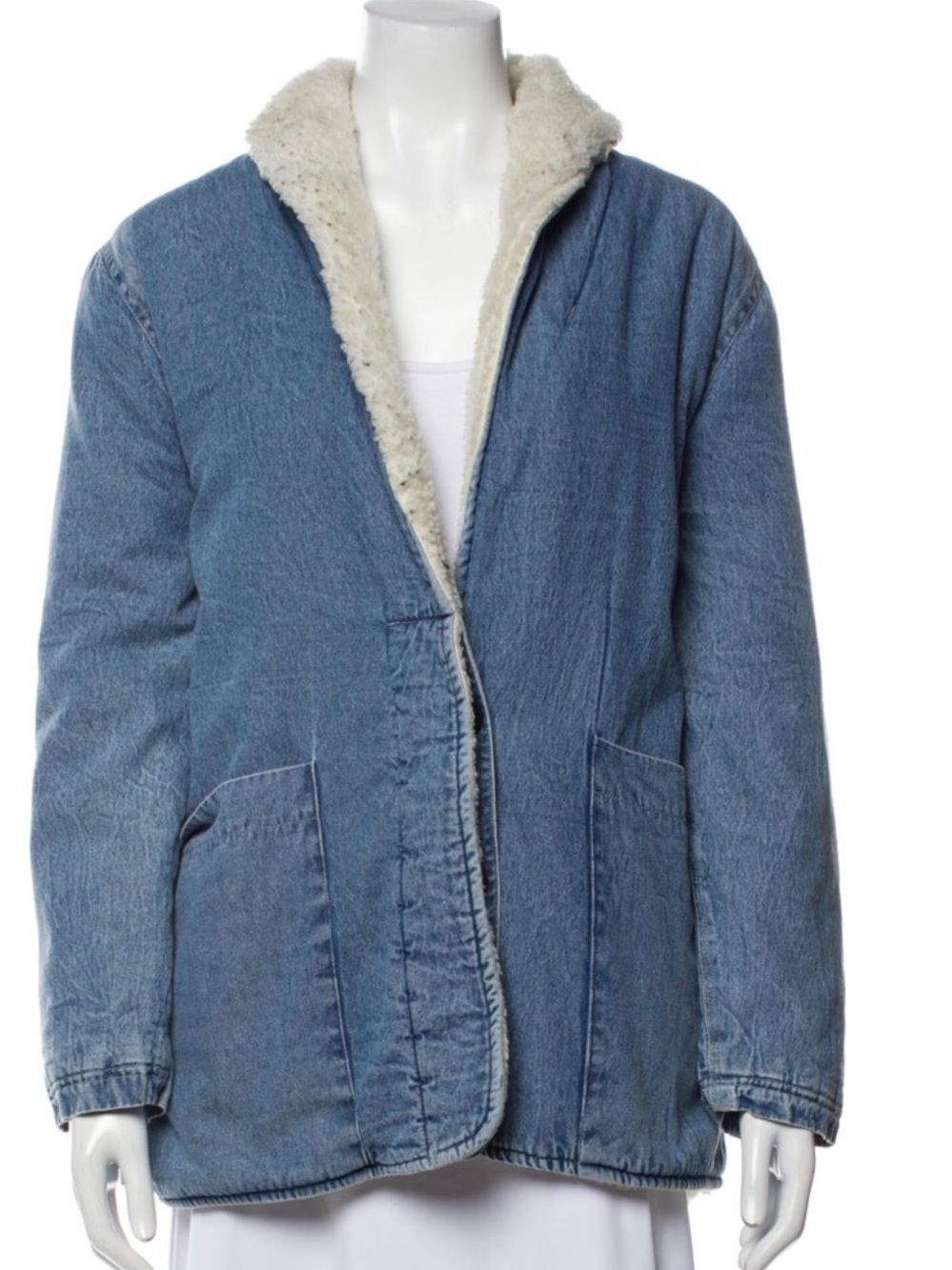 ROLLA'S Blue Denim Sherpa Jacket with Cream Lining